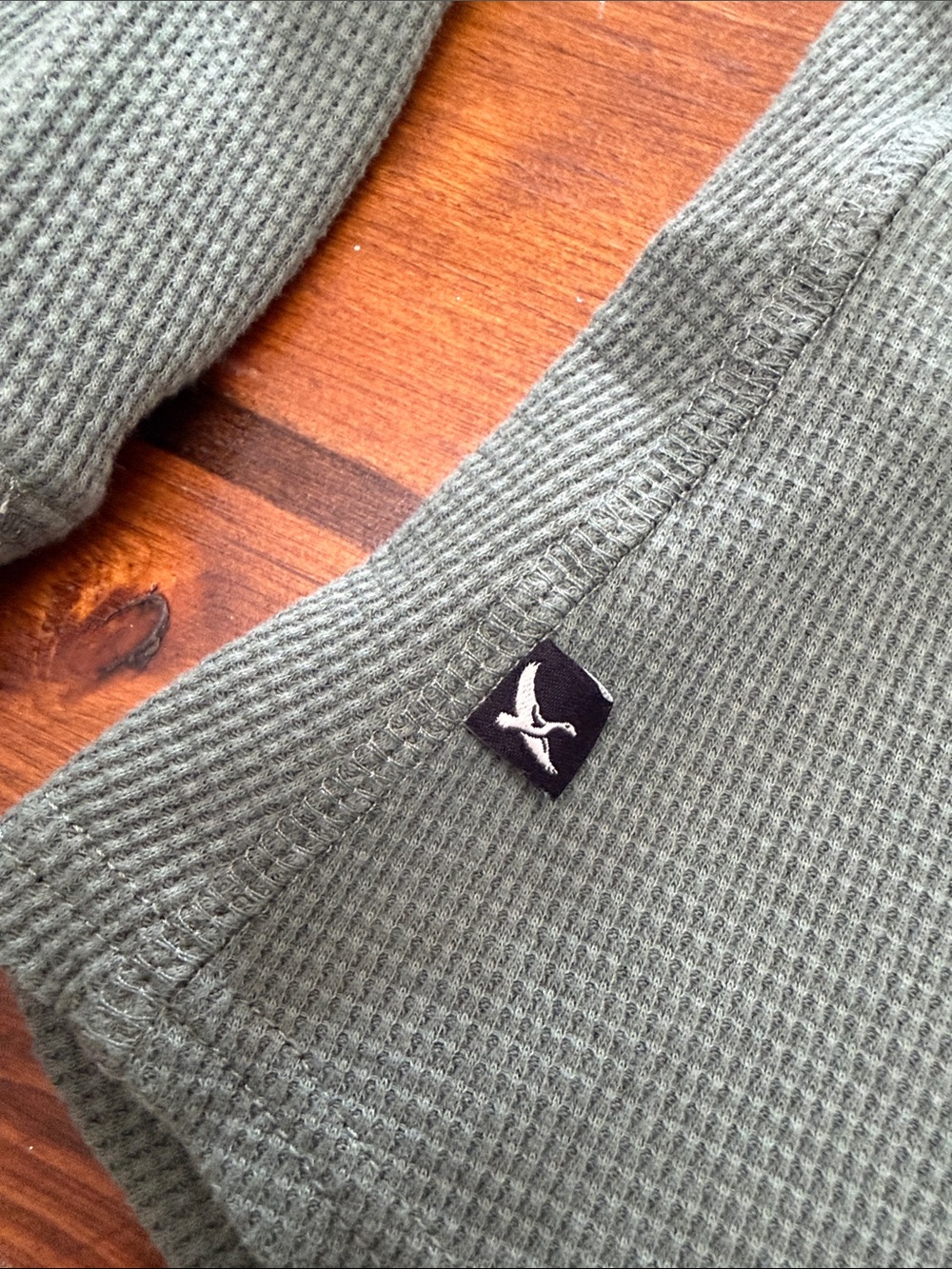 Eddie Bauer Sage Green Waffle Henley Long Sleeve - Picture 3 of 4
